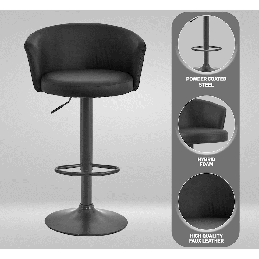 Everfurn Titan Barstool Black - 2 Pack
