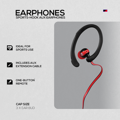 Volkano Sports Earphones Black/Red