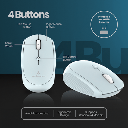 Volkano Talc Wireless Mouse - Blue