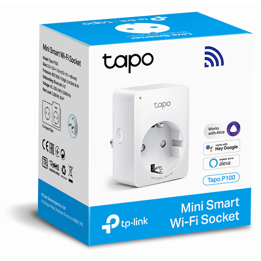 TP-Link Tapo P100 (1-Pack) Wi-Fi 2.4G (1T1R), BT Onboarding