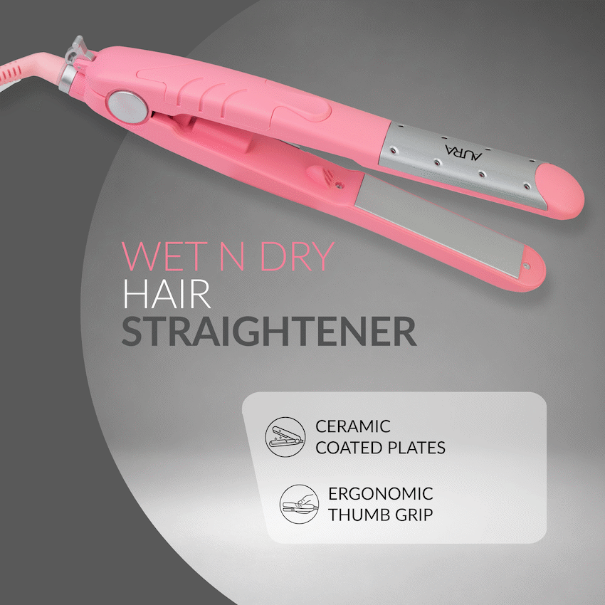 Aura by Elektra Wet n Dry Hair Straightener Pink
