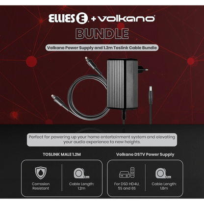 Volkano Power Supply and 1.2m Toslink Cable Bundle