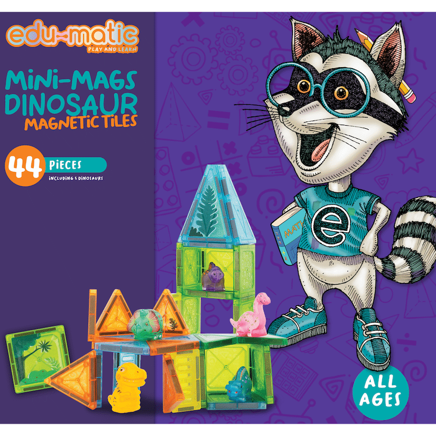 Edu-matic Mini-Mags 44pc Dinosaurs Magnetic Tiles