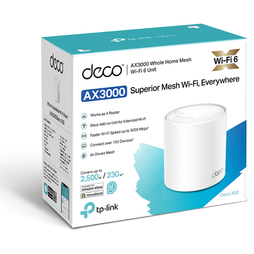 TP-Link Deco X50 (1 Pack) AX3000 Whole Home Mesh Wi-Fi 6 System
