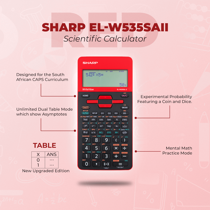 Sharp EL-W535SAII Red Scientific Calculator