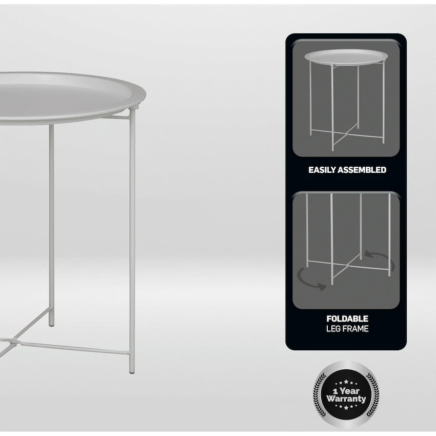 Everfurn Nala Side Table White, Painted MDF, Steel Frame, 2 Pack