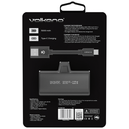 Volkano Relief Pro Power Bank - 5000mah Type-C Direct Plug-in