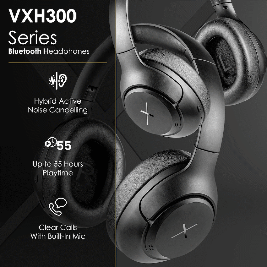 VolkanoX VXH300 Bluetooth Headphones with Hybrid ANC - Black