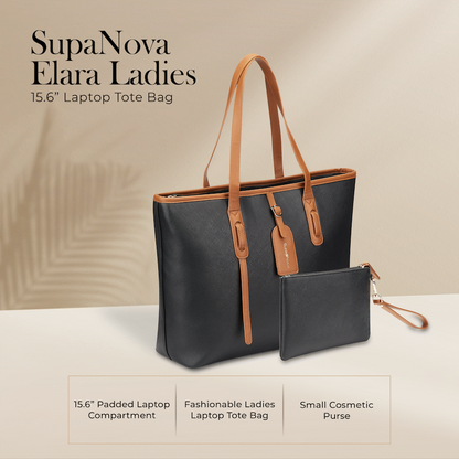 Supanova Elara Ladies 15.6" Laptop Tote Bag Black