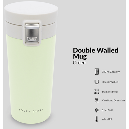 Boden Stark 380ml Travel Mug - Green