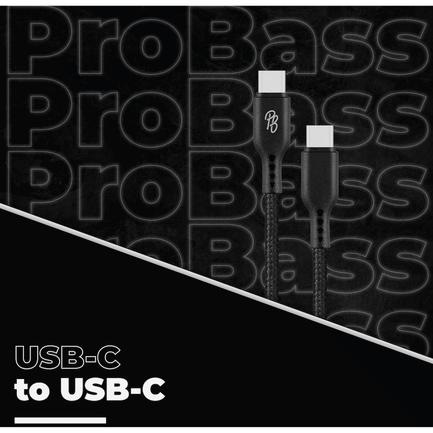 Pro Bass Chord Series 1.2m 30w Type-C to Type-C Braided - Black