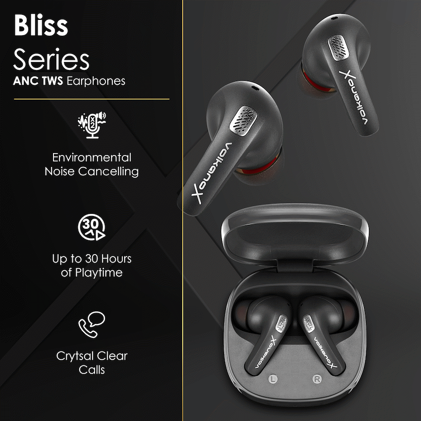 VolkanoX Bliss Series ANC TWS Earphones - Black