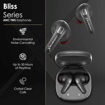 VolkanoX Bliss Series ANC TWS Earphones - Black