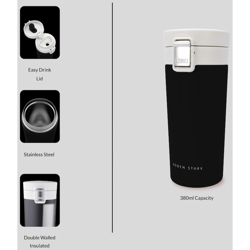 Boden Stark 380ml Travel Mug - Black