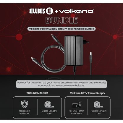 Volkano Power Supply and 3m Toslink Cable Bundle