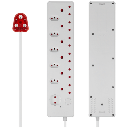 Switched 12-Way High Surge Multiplug 0.5m - White