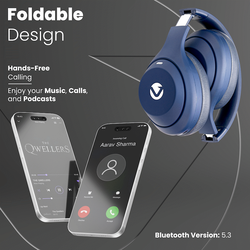 Volkano SoundSweeper Series Active Noise Cancelling bluetooth Headphones - Blue
