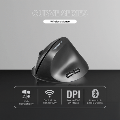 Volkano Curve Series Ergonomic Bluetooth Wireless mouse - Black