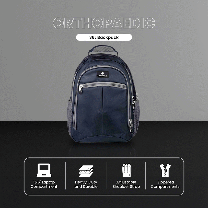 Volkano Orthopaedic Backpack 27L - Navy/Grey
