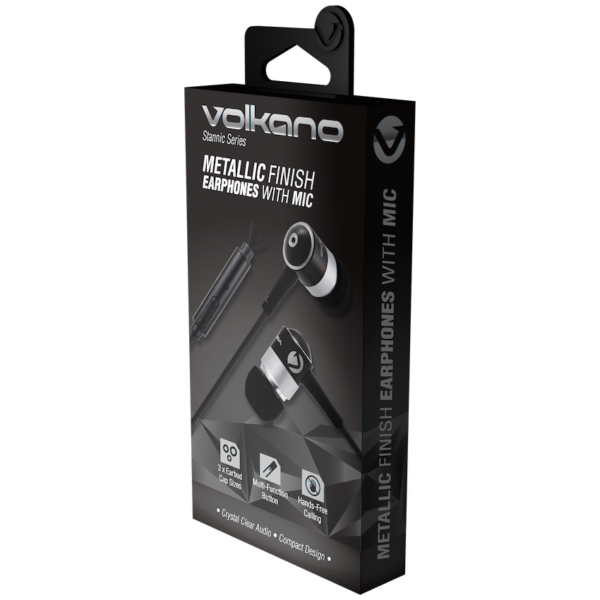 Volkano Earphones with Mic - Stannic Series - Black