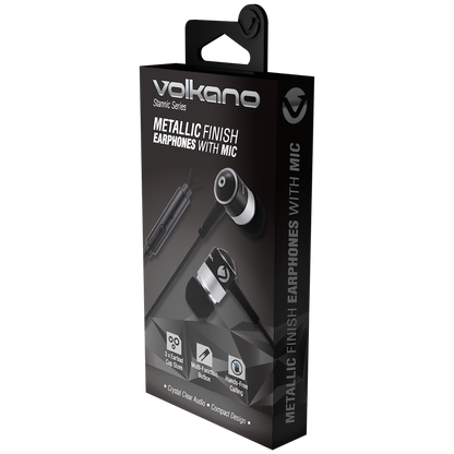 Volkano Earphones with Mic - Stannic Series - Black