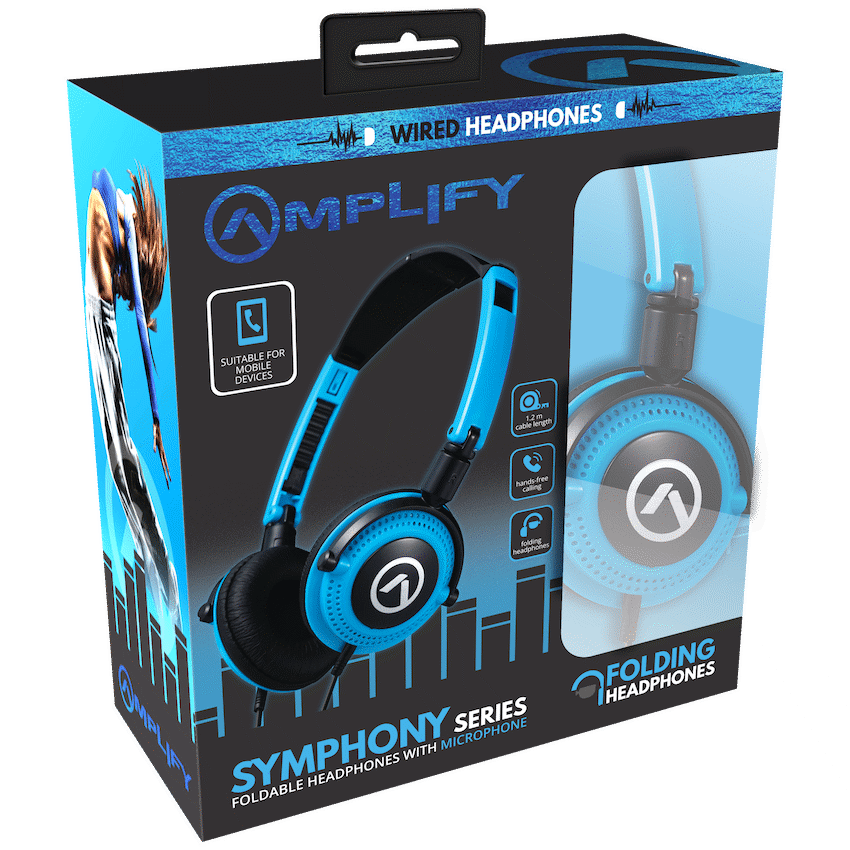 Amplify Symphony Headphones with Microphone - Blue & Black