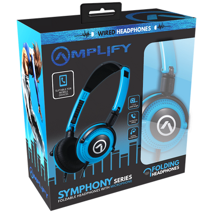 Amplify Symphony Headphones with Microphone - Blue & Black