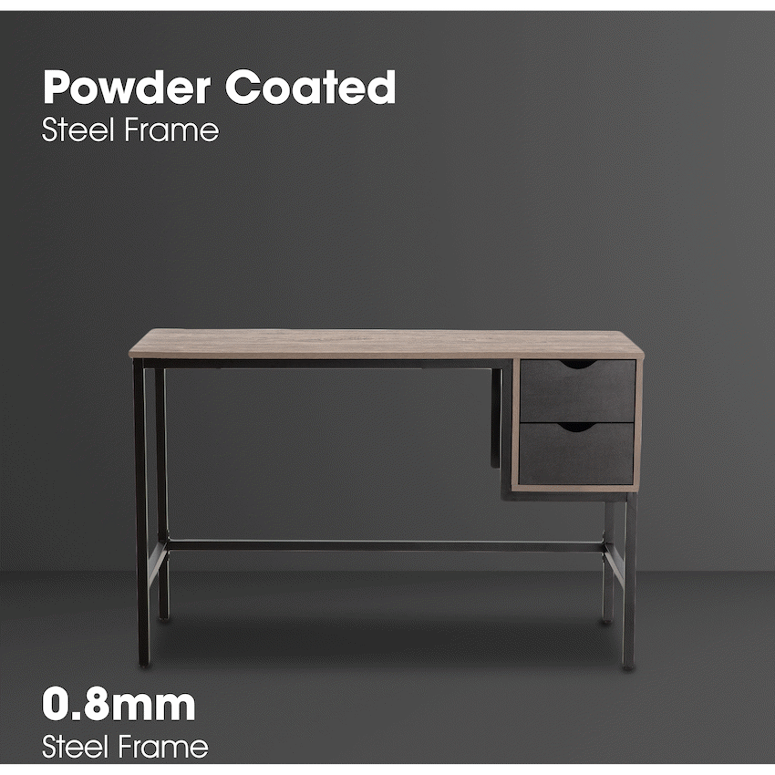 Everfurn Rampart Office Desk with Two Drawers, Powder-Coated Steel, Adjustable Feet