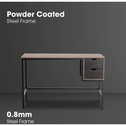 Everfurn Rampart Office Desk with Two Drawers, Powder-Coated Steel, Adjustable Feet
