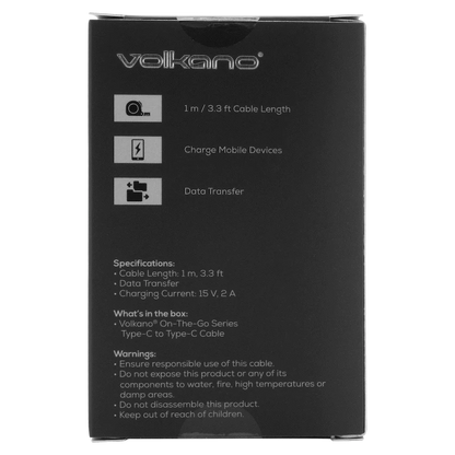Volkano On-The-Go Type-C to Type-C 30w Cable - Black