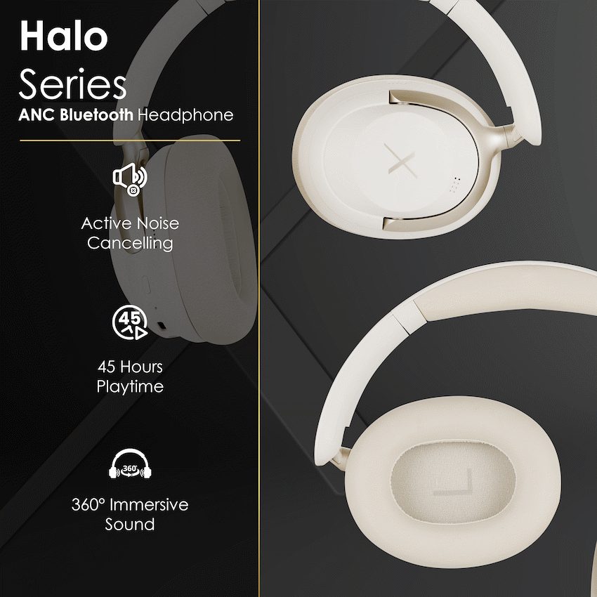 VolkanoX Halo ANC Bluetooth Headphone - Nude
