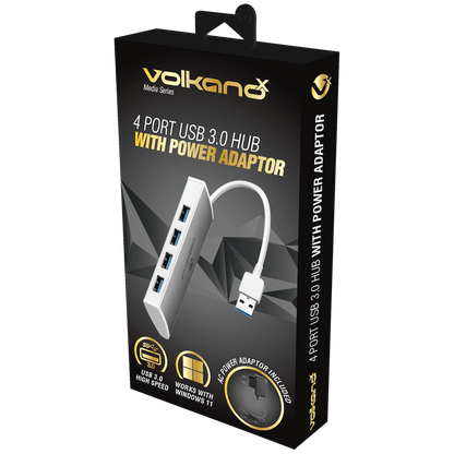 VolkanoX Media Series 4-Port USB Hub with Power Cable