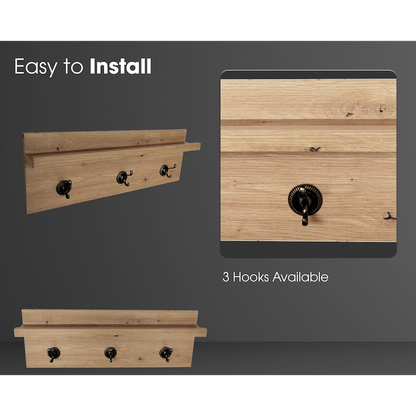 Everfurn Maya Floating Wall Shelf with Hooks