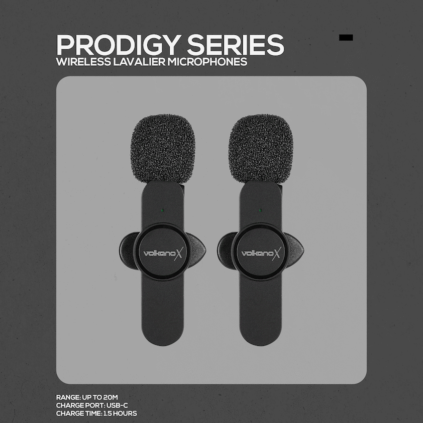 VolkanoX Prodigy Series Wireless Lavalier Microphone - Black