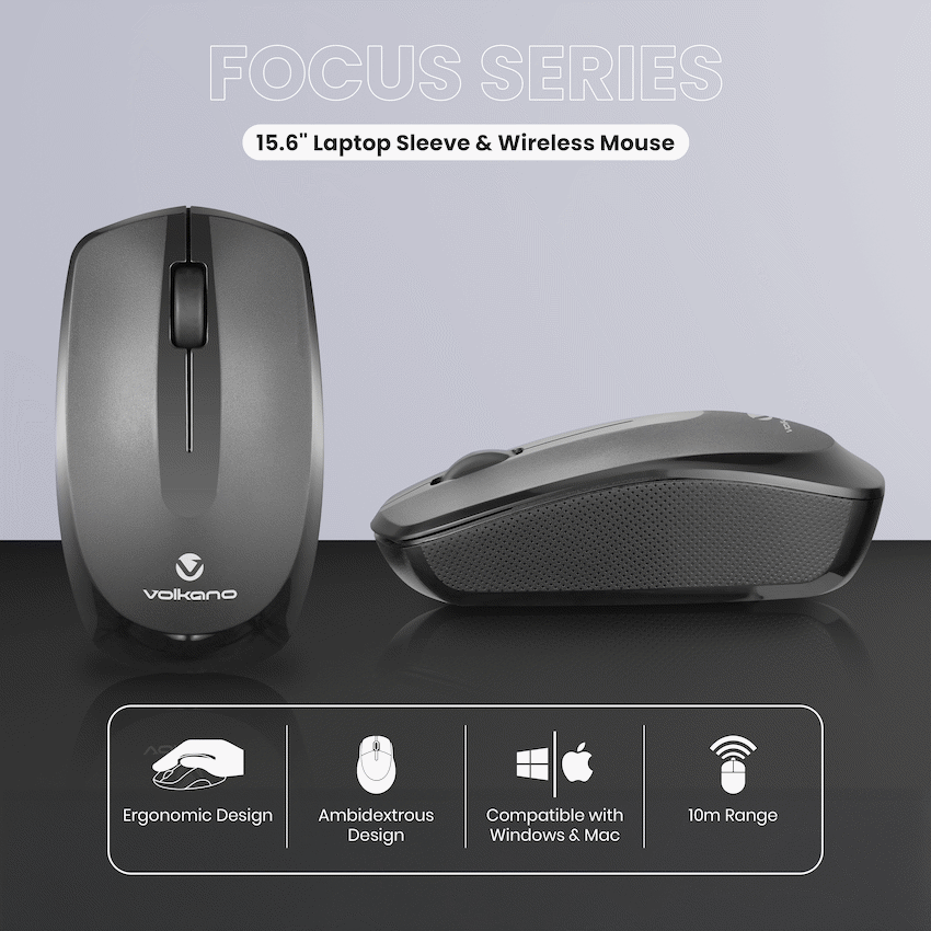 Volkano Focus Series 15.6" Laptop Sleeve & Wireless Mouse