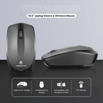 Volkano Focus Series 15.6" Laptop Sleeve & Wireless Mouse