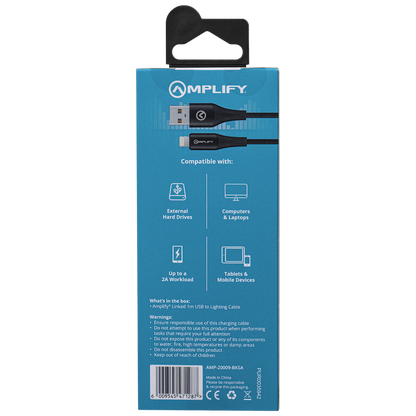 Amplify Linked Series USB-A to Lightning Braided Cable - Black 1m