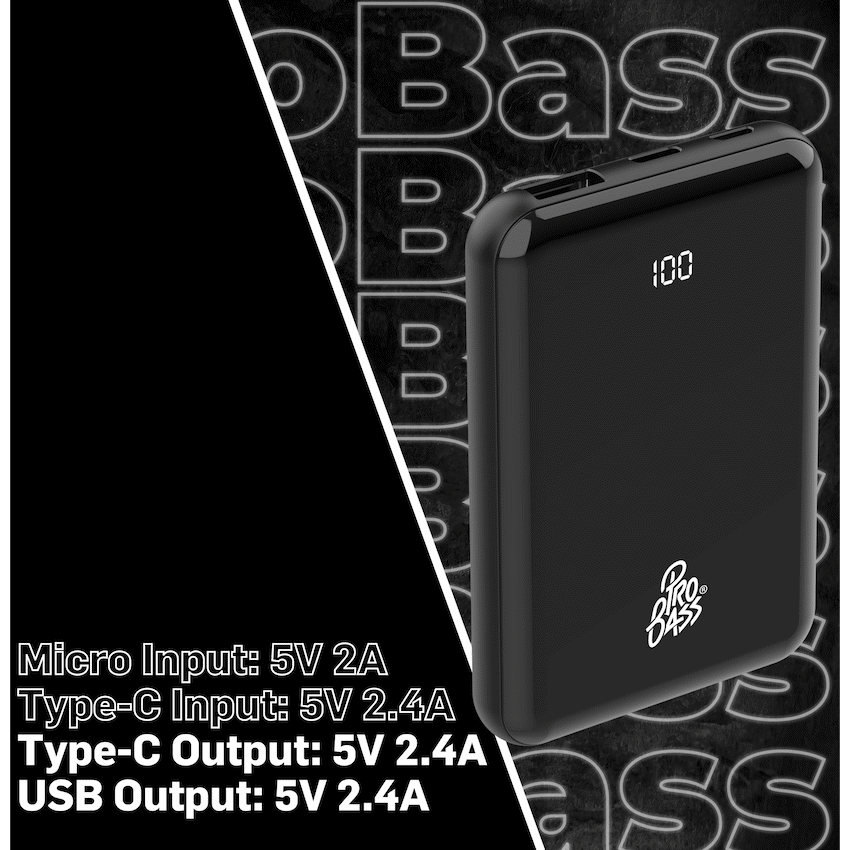 Pro Bass - ChargeMax 2 5000mAh power bank - Black