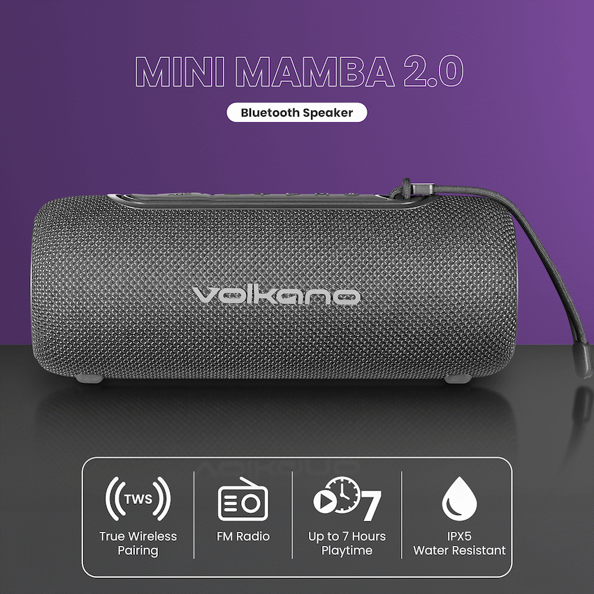Volkano Mini Mamba 2.0 Series Bluetooth Speaker - Black