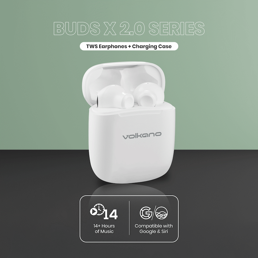 Volkano Buds X 2.0 Series True Wireless Earphones - White
