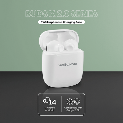 Volkano Buds X 2.0 Series True Wireless Earphones - White