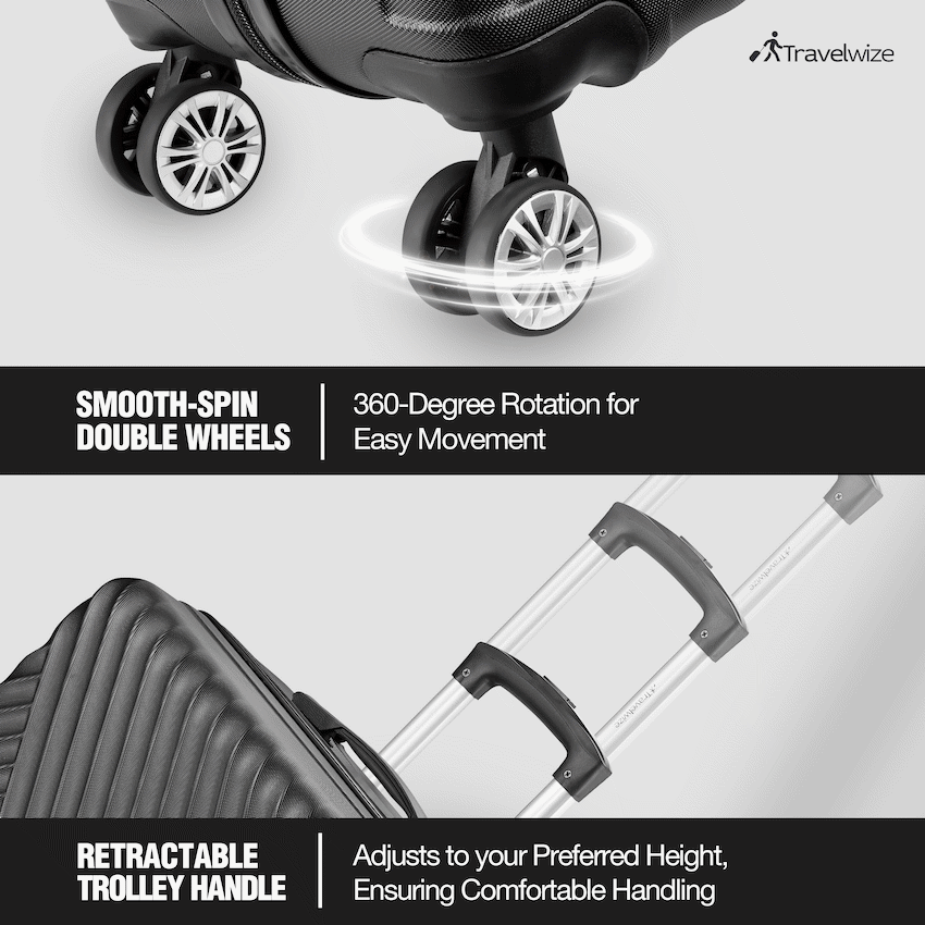 Travelwize Astra ABS 4-Wheels Spinner 3Pc Luggage Set Black