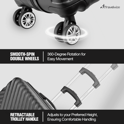 Travelwize Astra ABS 4-Wheels Spinner 3Pc Luggage Set Black