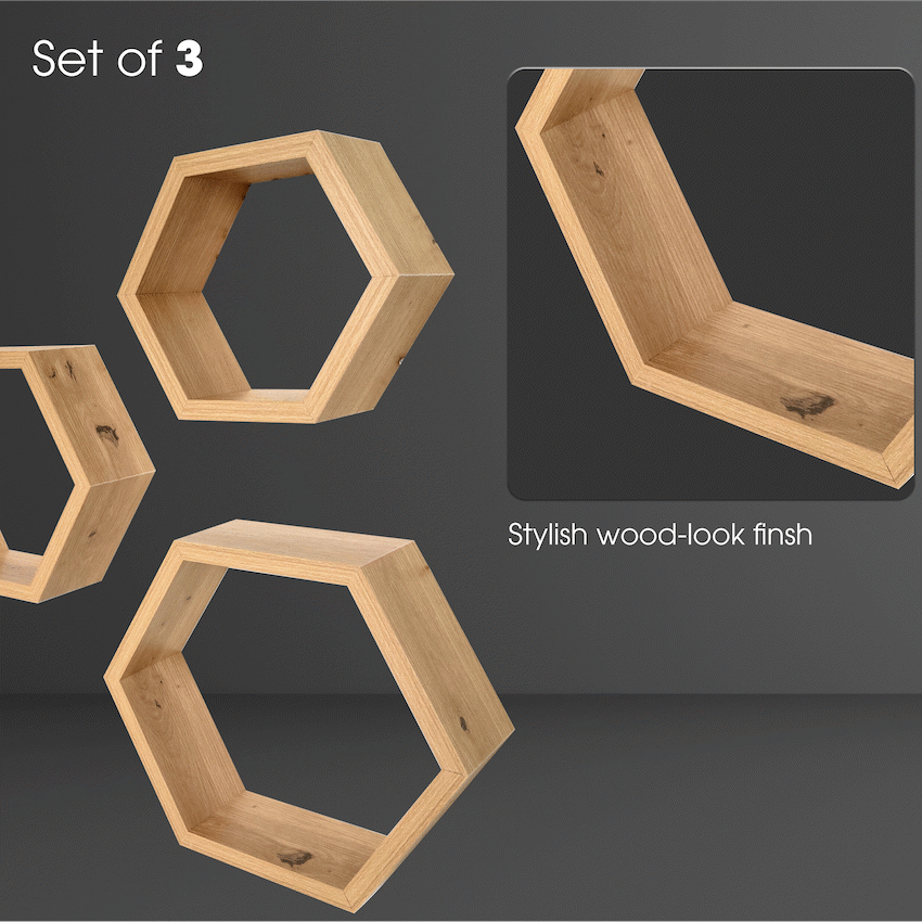 Everfurn Poppy Floating Wall Shelves - Set of 3