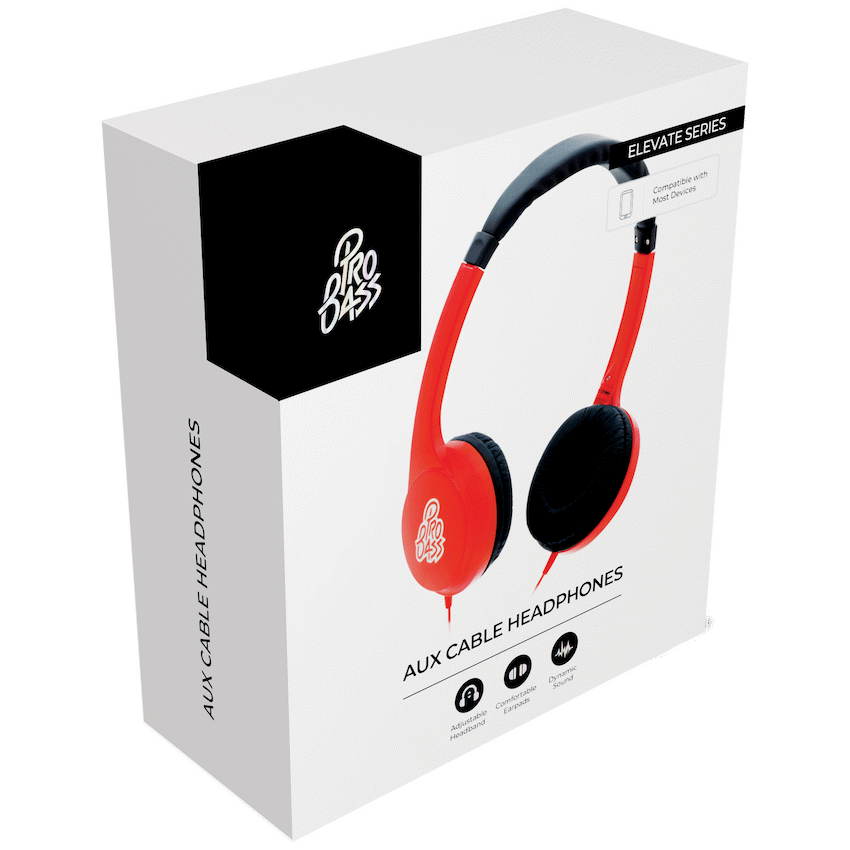 Pro Bass Elevate series Auxiliary Headphone- Red