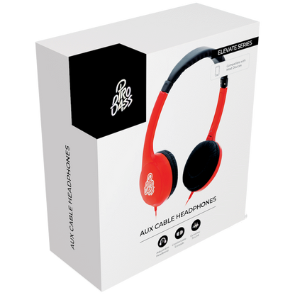 Pro Bass Elevate series Auxiliary Headphone- Red