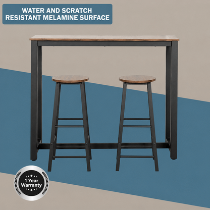 Chenin 3-Piece Bar Table & Stool Set - Chestnut