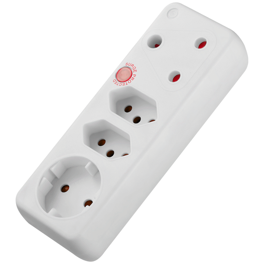 Ellies 4-Way Surge Adaptor with Schuko - WT