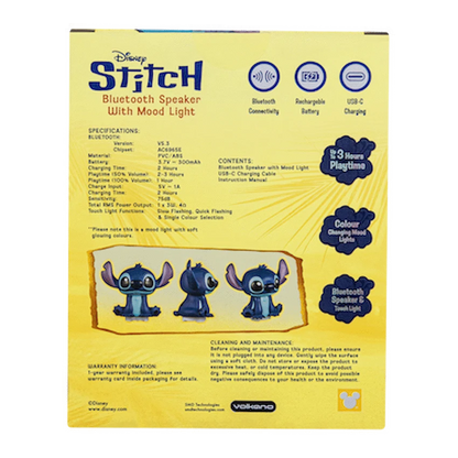 Disney Stitch Bluetooth Speaker with Mood Light