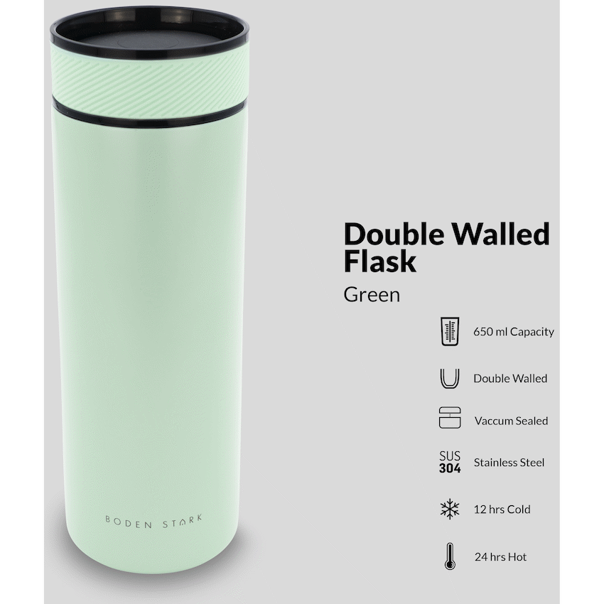 Boden Stark 650ml Travel Flask - Green